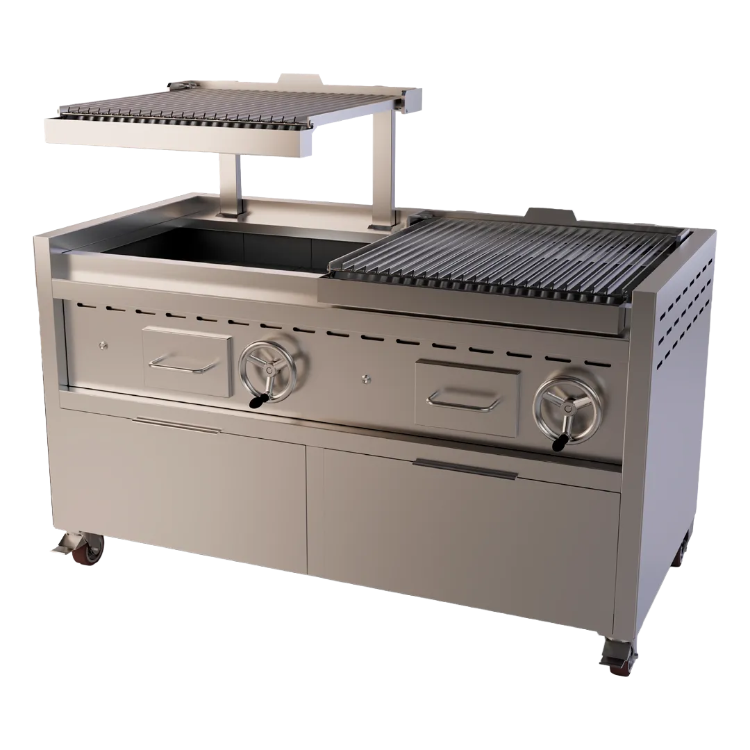 Parrilla vasca Elitxu modelo KEA de acero inoxidable con sistema de elevación de precisión.